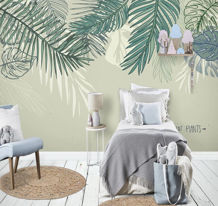 3D Green Leaves 528 Wall Murals Wallpaper AJ Wallpaper 2 