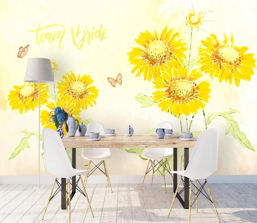 3D Yellow Flower 527 Wall Murals Wallpaper AJ Wallpaper 2 