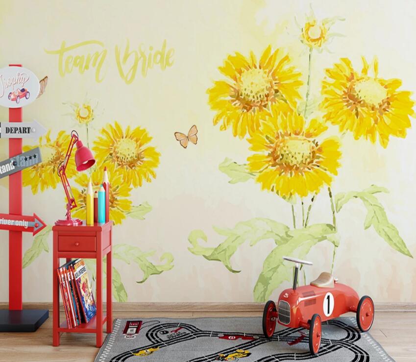 3D Yellow Flower 527 Wall Murals Wallpaper AJ Wallpaper 2 