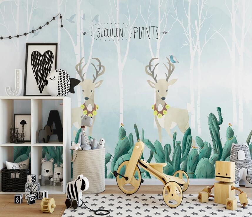 3D Deer Plant 507 Wall Murals Wallpaper AJ Wallpaper 2 