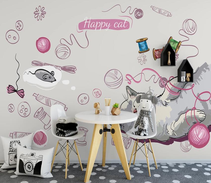 3D Cute Kitten 496 Wall Murals Wallpaper AJ Wallpaper 2 