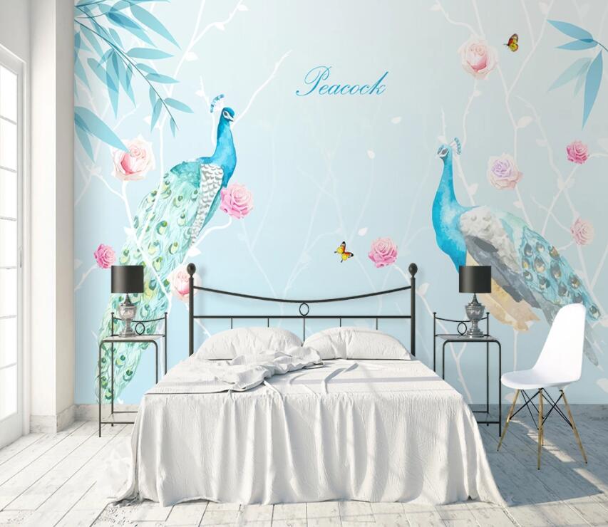 3D Colored Peacock 435 Wall Murals Wallpaper AJ Wallpaper 2 