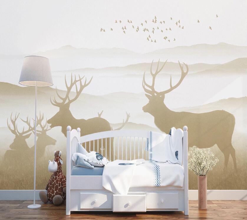 3D Deer Bird 314 Wall Murals Wallpaper AJ Wallpaper 2 