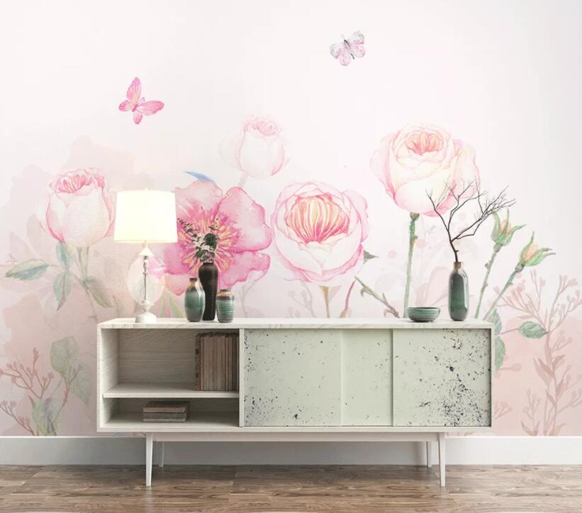 3D Flower Butterfly 157 Wall Murals Wallpaper AJ Wallpaper 2 