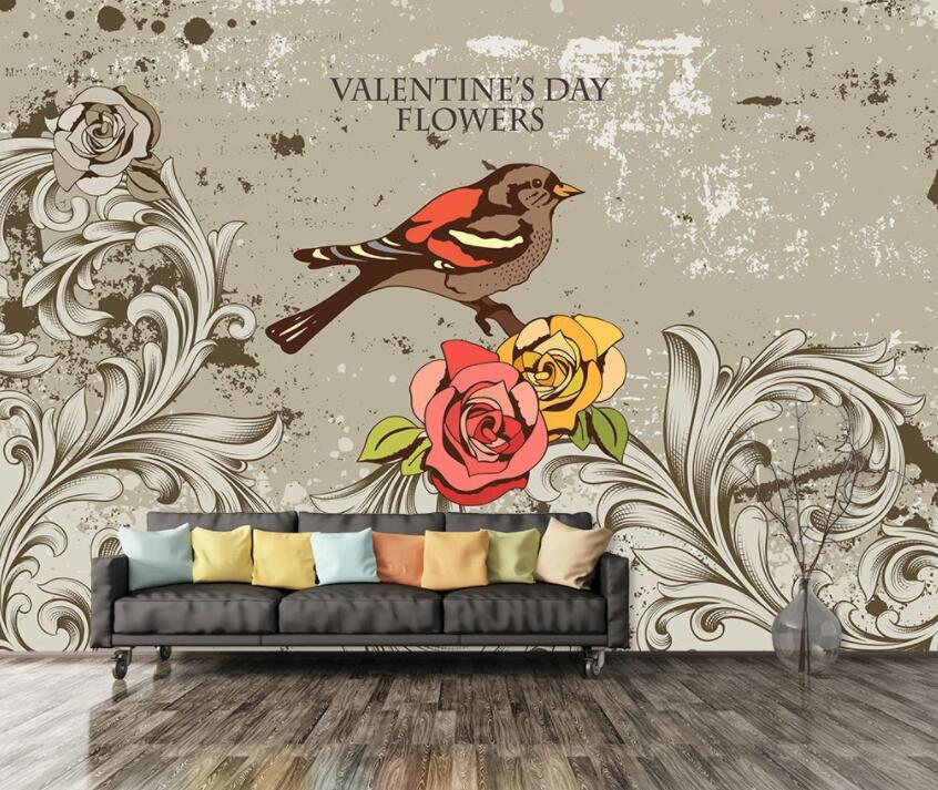 3D Flower Bird 119 Wall Murals Wallpaper AJ Wallpaper 2 