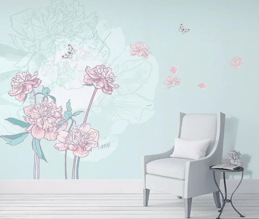 3D Flower Butterfly 1492 Wall Murals Wallpaper AJ Wallpaper 2 