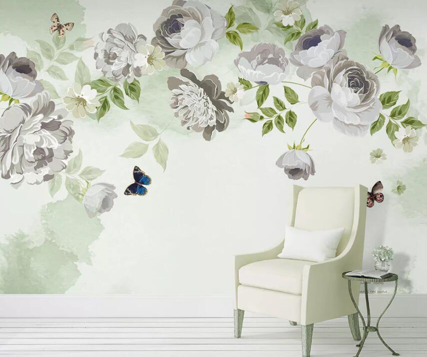 3D White Flowers 023 Wall Murals Wallpaper AJ Wallpaper 2 