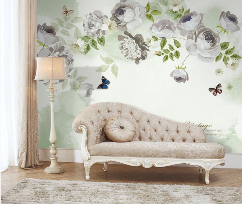 3D White Flowers 023 Wall Murals Wallpaper AJ Wallpaper 2 