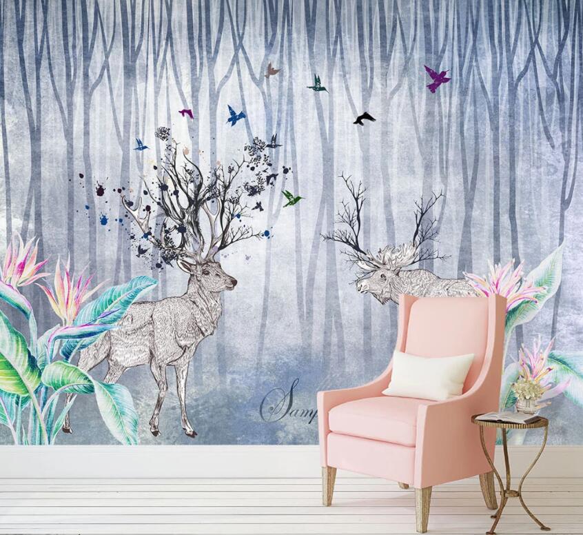 3D Elk Woods 014 Wall Murals Wallpaper AJ Wallpaper 2 