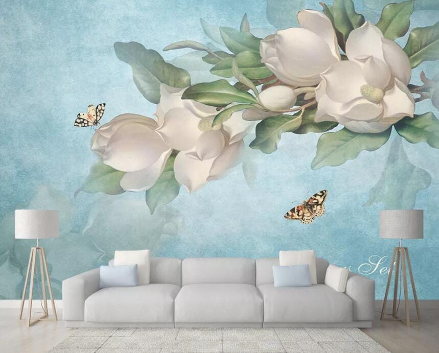 3D Flower Butterfly 1409 Wall Murals Wallpaper AJ Wallpaper 2 