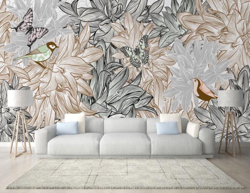 3D Flower Butterfly 016 Wall Murals Wallpaper AJ Wallpaper 2 