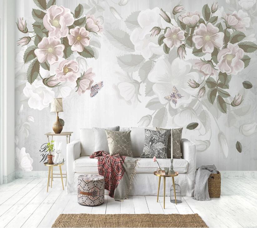 3D White Flowers 1461 Wall Murals Wallpaper AJ Wallpaper 2 