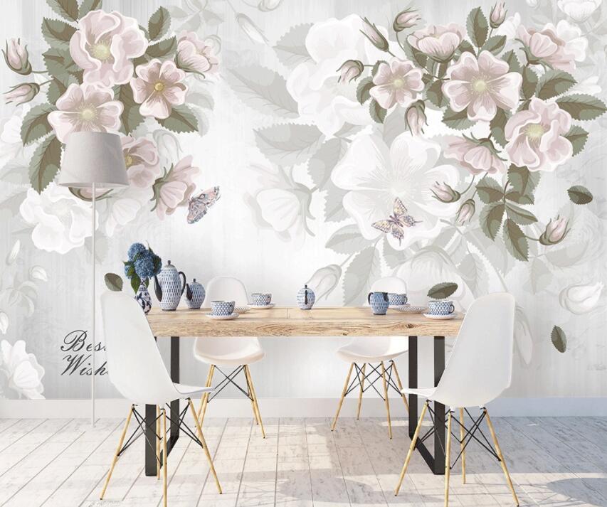 3D White Flowers 1461 Wall Murals Wallpaper AJ Wallpaper 2 