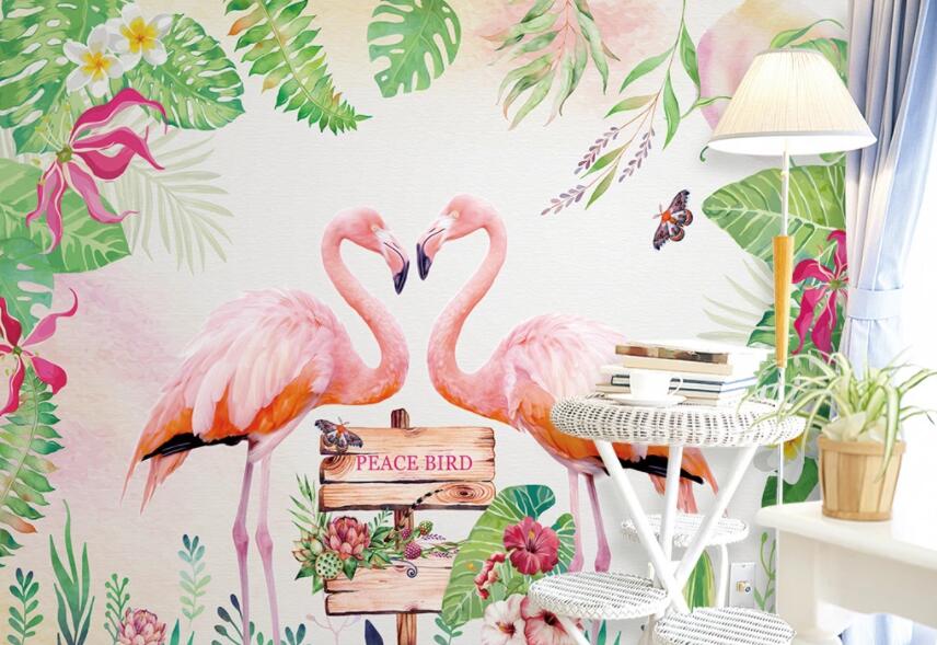 3D Pink Flamingo WC1398 Wall Murals Wallpaper AJ Wallpaper 2 