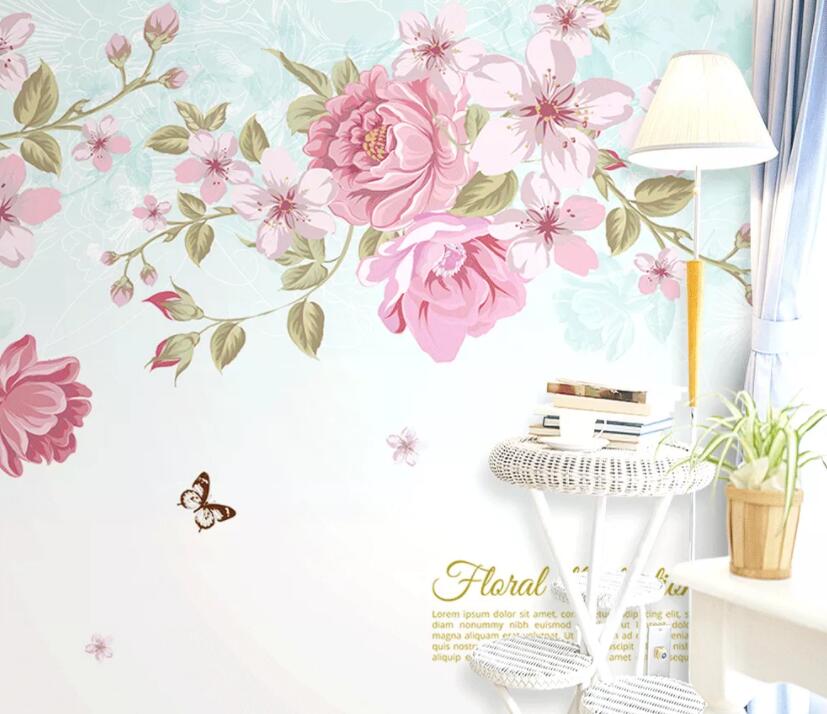 3D Flower Butterfly 1378 Wall Murals Wallpaper AJ Wallpaper 2 