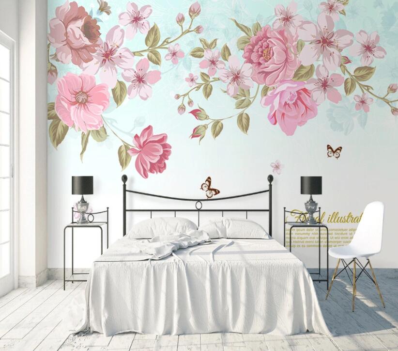 3D Flower Butterfly 1378 Wall Murals Wallpaper AJ Wallpaper 2 