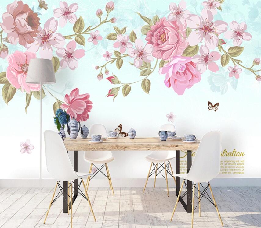 3D Flower Butterfly 1378 Wall Murals Wallpaper AJ Wallpaper 2 