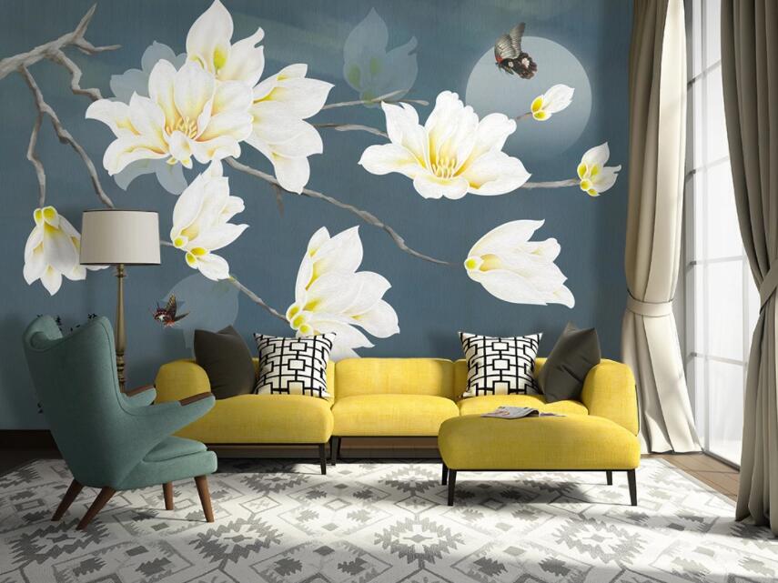 3D White Flowers 1421 Wall Murals Wallpaper AJ Wallpaper 2 