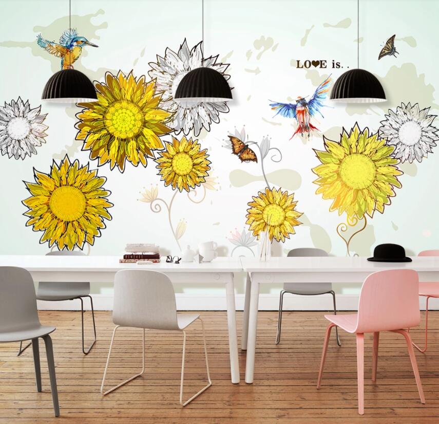 3D Sunflower 1376 Wall Murals Wallpaper AJ Wallpaper 2 