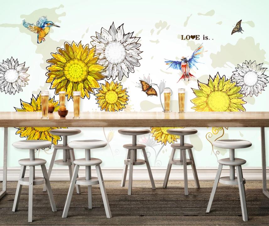 3D Sunflower 1376 Wall Murals Wallpaper AJ Wallpaper 2 