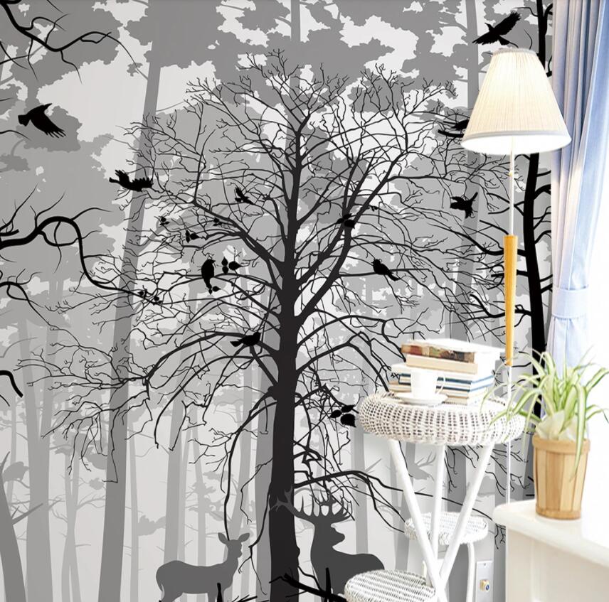 3D Foggy Forest 1387 Wall Murals Wallpaper AJ Wallpaper 2 