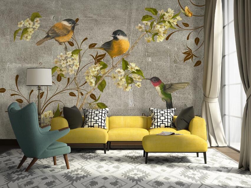 3D Branch Bird 1366 Wall Murals Wallpaper AJ Wallpaper 2 