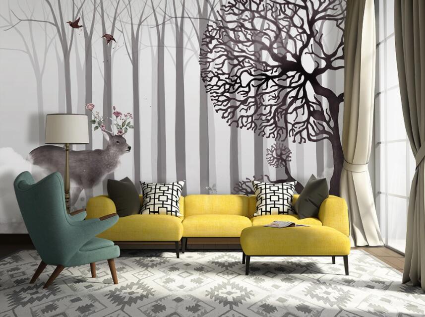 3D Deer Forest 1367 Wall Murals Wallpaper AJ Wallpaper 2 