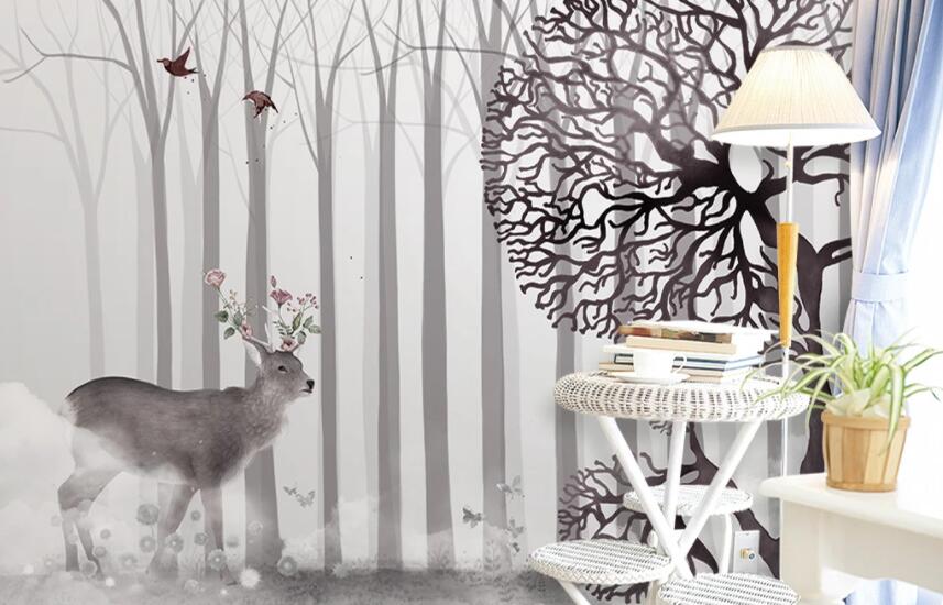 3D Deer Forest 1367 Wall Murals Wallpaper AJ Wallpaper 2 