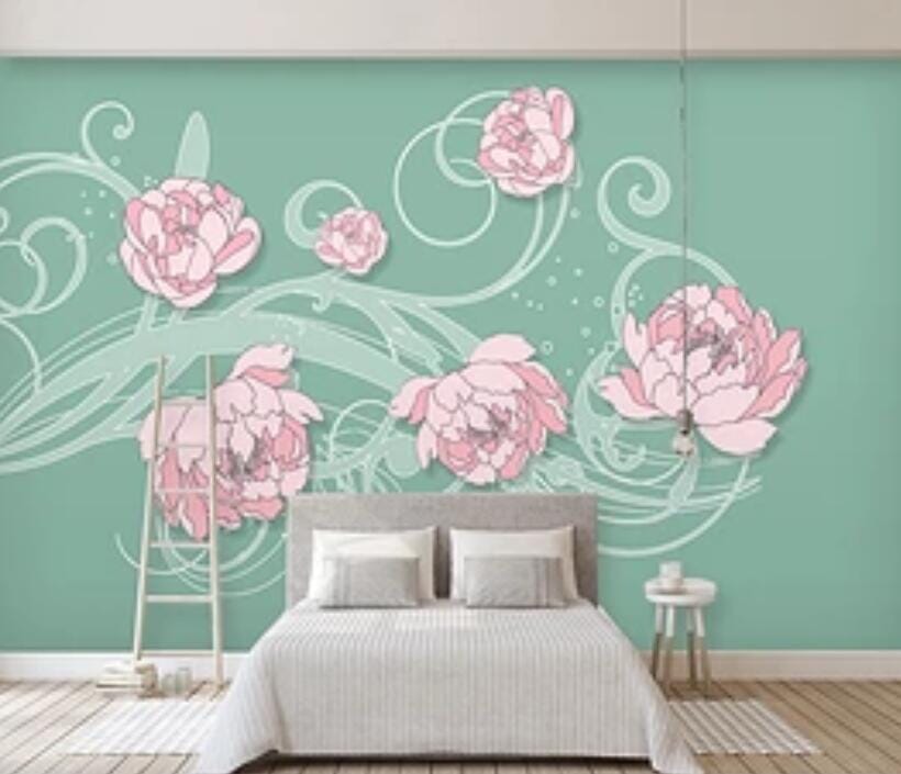 3D Pink Flowers 2956 Wall Murals Wallpaper AJ Wallpaper 2 