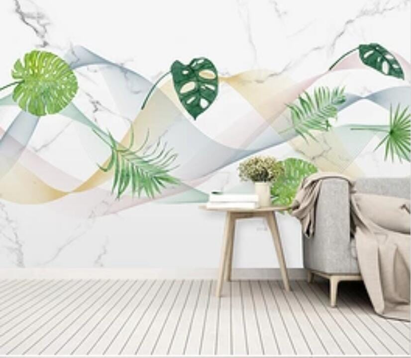 3D Wave Leaves 2950 Wall Murals Wallpaper AJ Wallpaper 2 