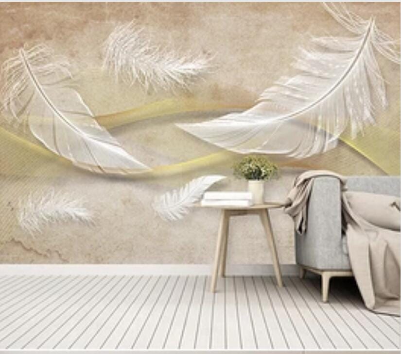 3D White Feather 2119 Wall Murals Wallpaper AJ Wallpaper 2 