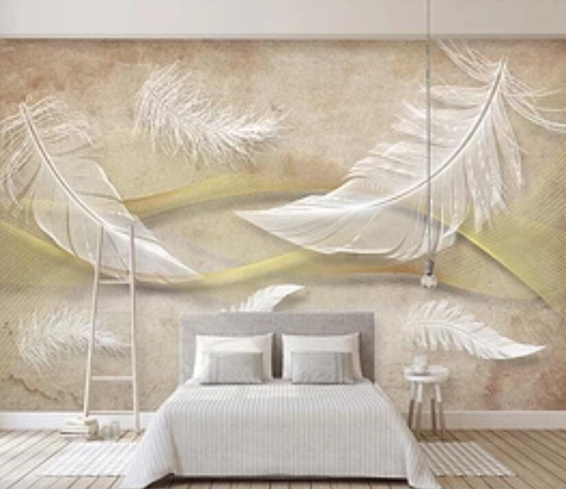 3D White Feather 2119 Wall Murals Wallpaper AJ Wallpaper 2 