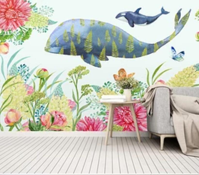 3D Cute Whale 391 Wall Murals Wallpaper AJ Wallpaper 2 