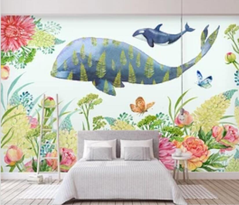 3D Cute Whale 391 Wall Murals Wallpaper AJ Wallpaper 2 