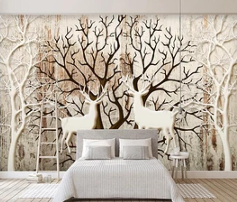 3D Deer Forest 1385 Wall Murals Wallpaper AJ Wallpaper 2 