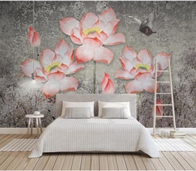 3D Lotus Butterfly 1864 Wall Murals Wallpaper AJ Wallpaper 2 