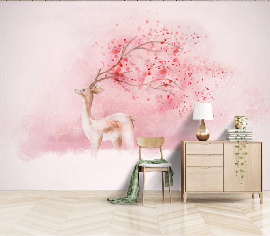 3D Pink Antler 1841 Wall Murals Wallpaper AJ Wallpaper 2 