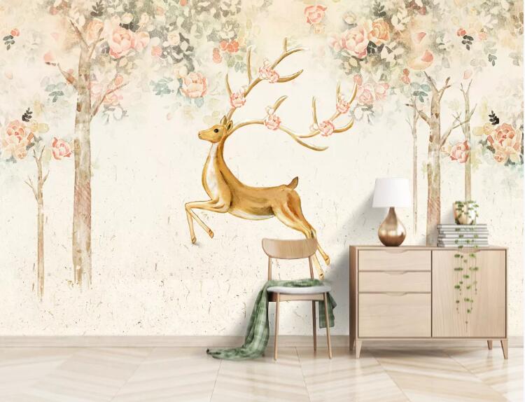 3D Deer Forest 730 Wall Murals Wallpaper AJ Wallpaper 2 