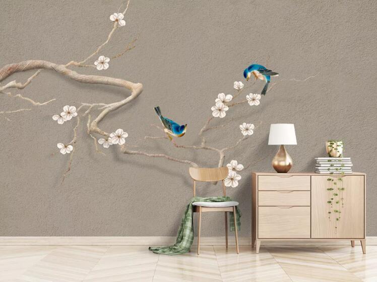 3D Bird Flower 705 Wall Murals Wallpaper AJ Wallpaper 2 