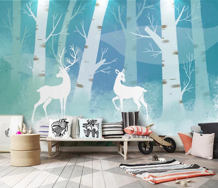 3D Deer Forest 663 Wall Murals Wallpaper AJ Wallpaper 2 