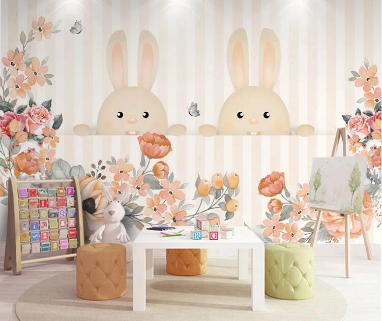 3D Cute Rabbit 358 Wall Murals Wallpaper AJ Wallpaper 2 