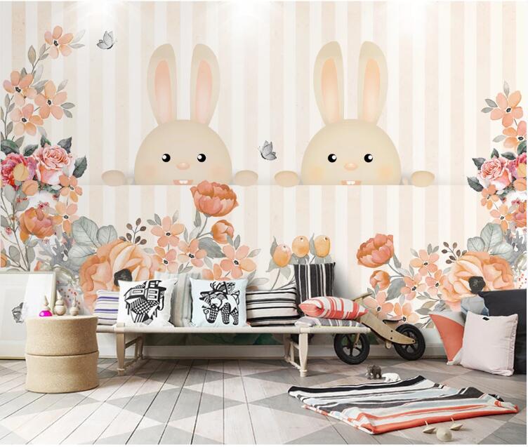 3D Cute Rabbit 358 Wall Murals Wallpaper AJ Wallpaper 2 