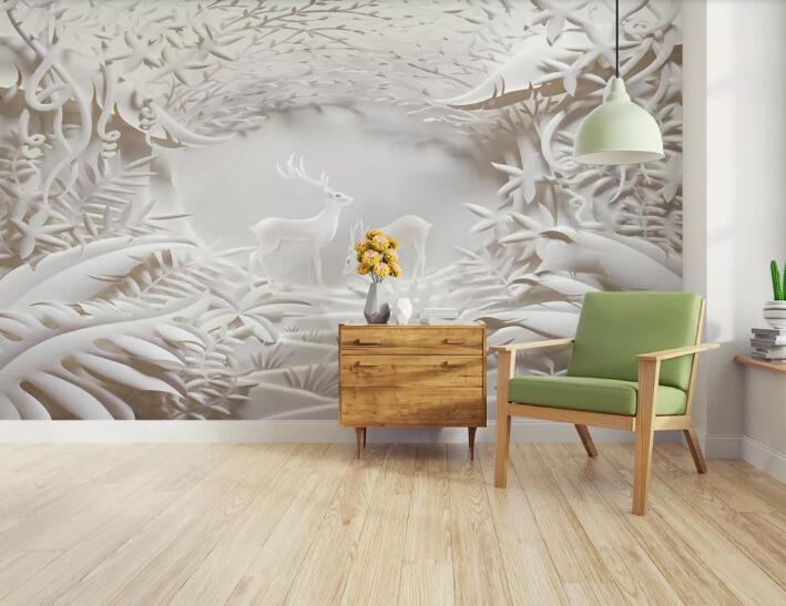 3D White Fawn WC1082 Wall Murals