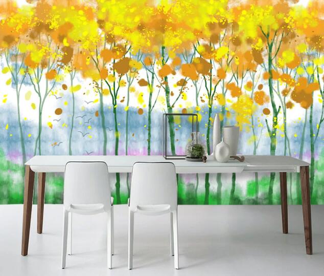 3D Yellow Forest WC974 Wall Murals