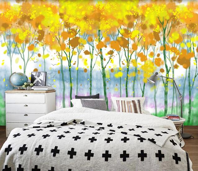 3D Yellow Forest WC974 Wall Murals