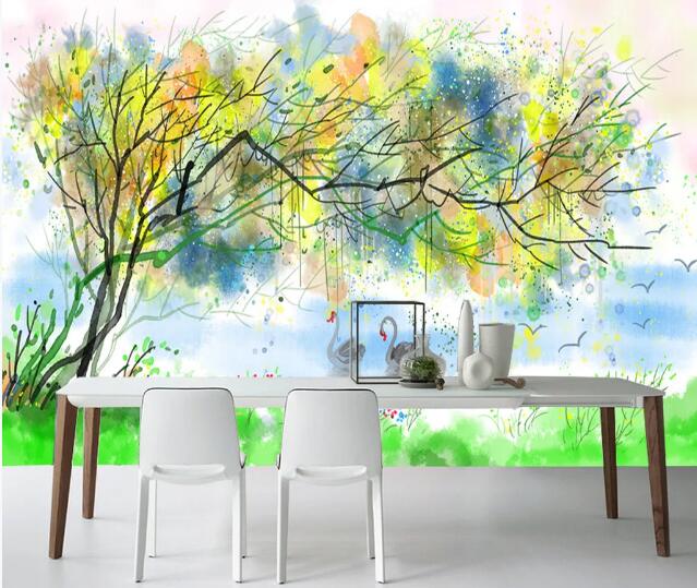 3D Graffiti Tree Swan WC788 Wall Murals