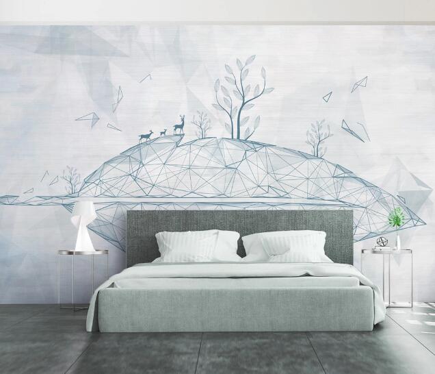 3D Blue Fawn WC2485 Wall Murals