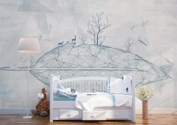 3D Blue Fawn WC2485 Wall Murals