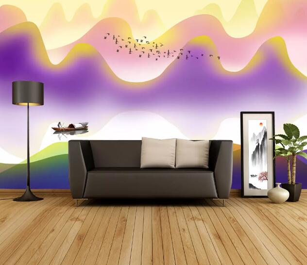 3D Sunset Mountain WC1069 Wall Murals