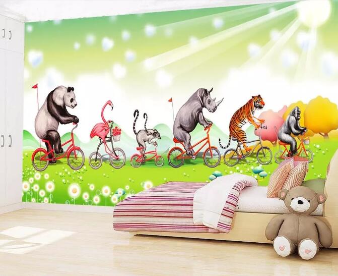 3D Panda Flamingo WC412 Wall Murals